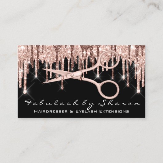 Haarstylist Hairdresser Scissors Roos Drift zwart Visitekaartje (Voorkant)
