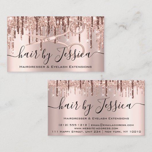 Haarstylist Hairdresser Scissors Roos Drijft Lux Visitekaartje (Voorkant / Achterkant)