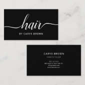 Haarstylist Handgeschreven minimalistisch zwart Visitekaartje (Voorkant / Achterkant)