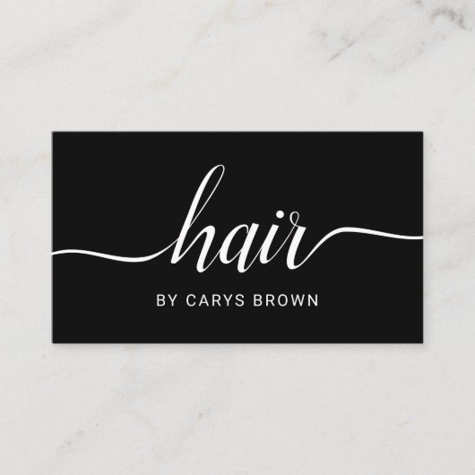 Haarstylist Handgeschreven minimalistisch zwart Visitekaartje (Voorkant)