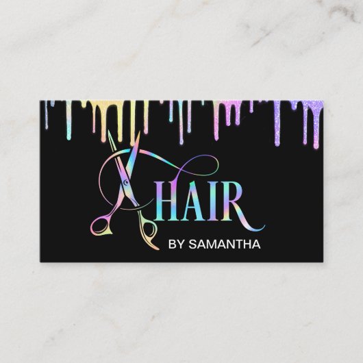 Haarstylist holografie, haarschaar visitekaartje (Voorkant)