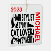 Haarstylist houdt van katten CUSTOM Keramisch Ornament (Rechts)