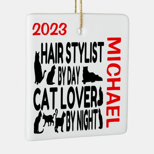 Haarstylist houdt van katten CUSTOM Keramisch Ornament (Rechts)