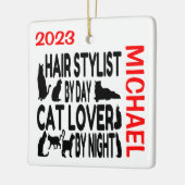 Haarstylist houdt van katten CUSTOM Keramisch Ornament (Links)