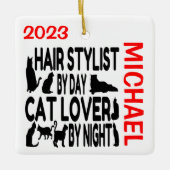 Haarstylist houdt van katten CUSTOM Keramisch Ornament (Voorkant)