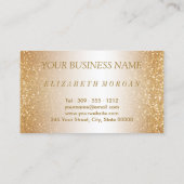 Haarstylist in een Gold Glitter en Floral Visitekaartje (Achterkant)