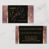 Haarstylist in een Stusty Roos Glitter Visitekaartje (Voorkant / Achterkant)