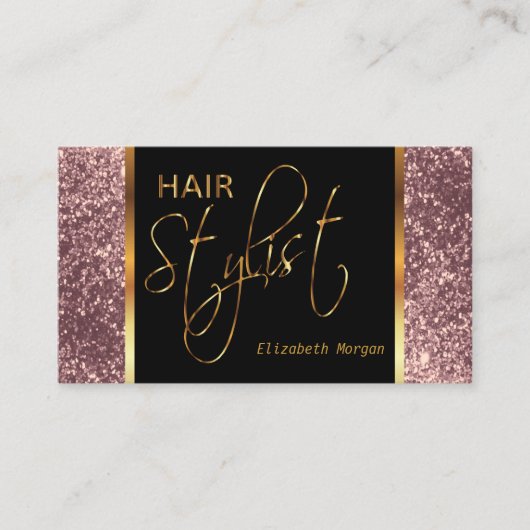 Haarstylist in een Stusty Roos Glitter Visitekaartje (Voorkant)