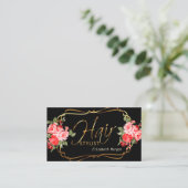 Haarstylist in een zwarte en mooie rode Floral Visitekaartje (Staand voorkant)