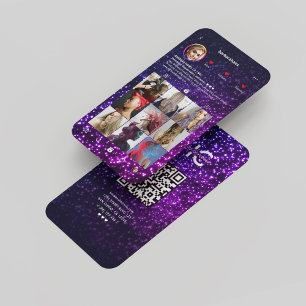 Haarstylist Instagram Grid Paarse roze glitter Visitekaartje