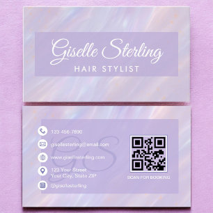 Haarstylist Iridescent Pastel Opal Holographic Visitekaartje