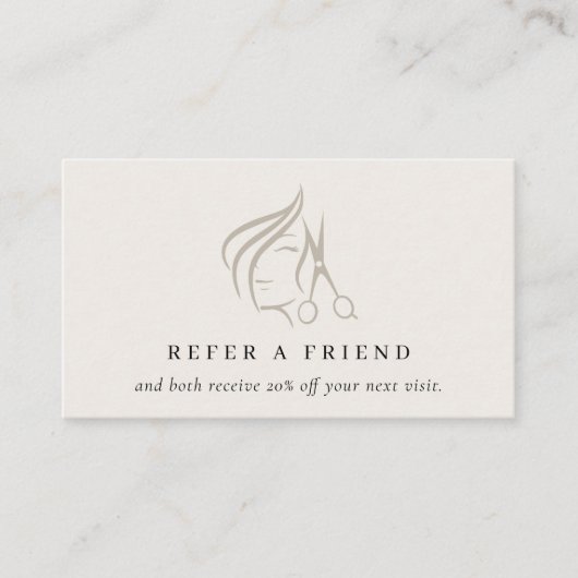 Haarstylist ivoren haarschaar Verwijs een vriend Visitekaartje (Voorkant)