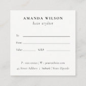Haarstylist Ivory Hair Scissor Cadeaubon Vierkante Visitekaartje (Achterkant)