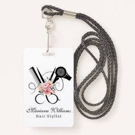haarstylist kapper bloemenschaar naamplaatje badge