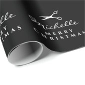 Haarstylist kapperssalon schaar chique kerst cadeaupapier (Rol Hoek)
