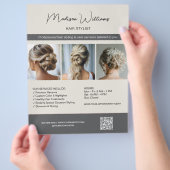 Haarstylist Kapsalon 3 foto's QR Flyer (Hand)