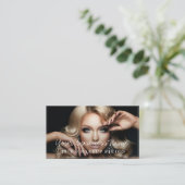 haarstylist klantenfoto elegant script QR Code Visitekaartje (Staand voorkant)