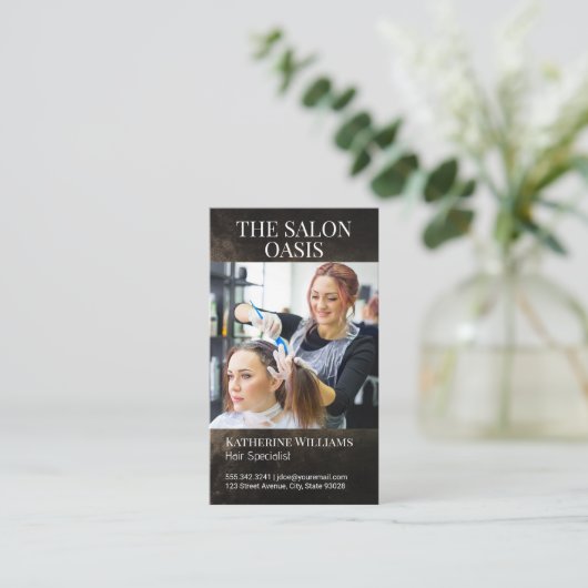 Haarstylist Kleur Vrouwen Haar | salon Visitekaartje (Staand voorkant)