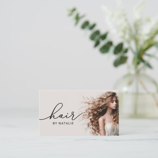 Haarstylist krullend haar meisje foto schoonheid s visitekaartje (Staand voorkant)