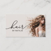 Haarstylist krullend haar meisje foto schoonheid s visitekaartje (Voorkant)