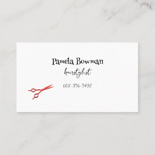 Haarstylist Lace Agate Stone Red Scissors Visitekaartje (Achterkant)