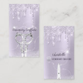 Haarstylist lavender Stations Glitter Coiffure Visitekaartje (Voorkant / Achterkant)