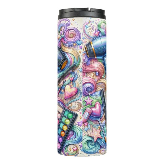 Haarstylist Life, helder, kleurrijk Thermosbeker (Achterkant)