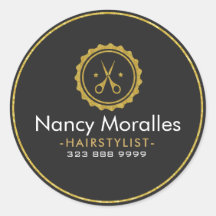 Haarstylist Logo-Gold-schaar en -cirkel