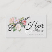 Haarstylist Makeup Artist Gray Floral Elegant Visitekaartje (Voorkant)