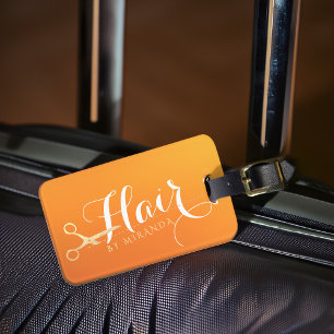 Haarstylist Makeup Salon Chic Oranje Gold Scissors Bagagelabel