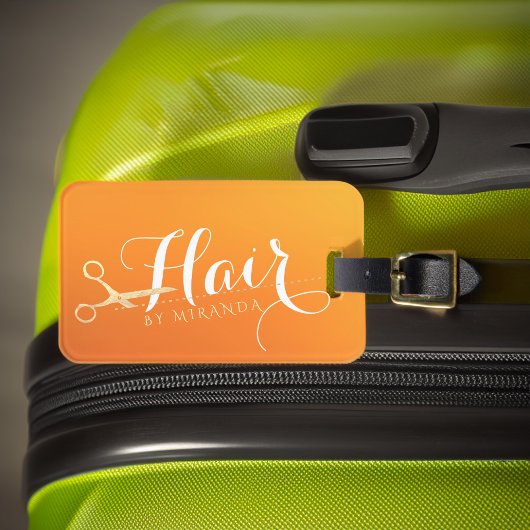Haarstylist Makeup Salon Chic Oranje Gold Scissors Bagagelabel