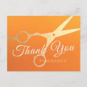Haarstylist Makeup Salon Chic Oranje Gold Scissors Briefkaart (Voorkant)