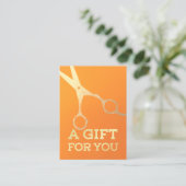 Haarstylist Makeup Salon Chic Oranje Gold Scissors Kortingskaartje (Staand voorkant)