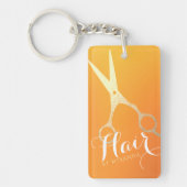 Haarstylist Makeup Salon Chic Oranje Gold Scissors Sleutelhanger (Voorkant)