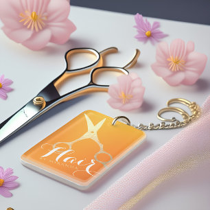 Haarstylist Makeup Salon Chic Oranje Gold Scissors Sleutelhanger