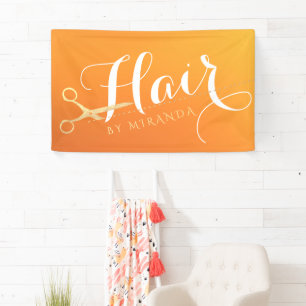 Haarstylist Makeup Salon Chic Oranje Gold Scissors Spandoek