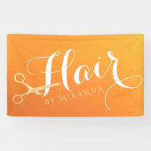 Haarstylist Makeup Salon Chic Oranje Gold Scissors Spandoek (Horizontaal)