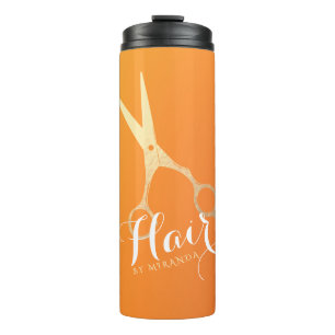 Haarstylist Makeup Salon Chic Oranje Gold Scissors Thermosbeker