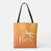 Haarstylist Makeup Salon Chic Oranje Gold Scissors Tote Bag (Achterkant)