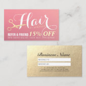 Haarstylist Makeup Salon Modern Pink Gold Scissors Aanbevelingskaartje (Voorkant / Achterkant)