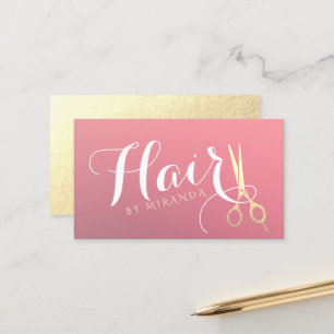 Haarstylist Makeup Salon Modern Pink Gold Scissors Afsprakenkaartje