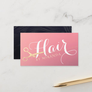 Haarstylist Makeup Salon Modern Pink Gold Scissors Afsprakenkaartje
