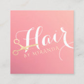 Haarstylist Makeup Salon Modern Pink Gold Scissors Afsprakenkaartje (Voorkant)