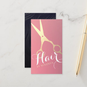 Haarstylist Makeup Salon Modern Pink Gold Scissors Afsprakenkaartje