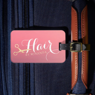 Haarstylist Makeup Salon Modern Pink Gold Scissors Bagagelabel