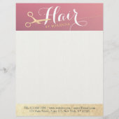 Haarstylist Makeup Salon Modern Pink Gold Scissors Briefhoofd (Voorkant)