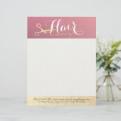 Haarstylist Makeup Salon Modern Pink Gold Scissors Briefhoofd (Staand voorkant)
