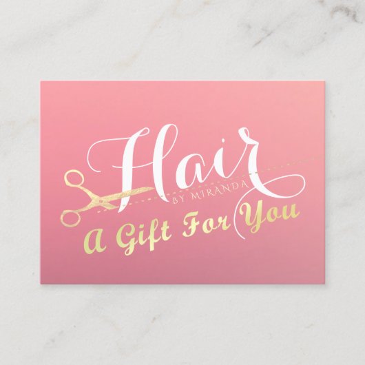 Haarstylist Makeup Salon Modern Pink Gold Scissors Kortingskaartje (Voorkant)