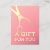 Haarstylist Makeup Salon Modern Pink Gold Scissors Kortingskaartje (Voorkant)