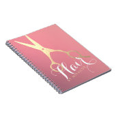 Haarstylist Makeup Salon Modern Pink Gold Scissors Notitieboek (Rechterzijde)